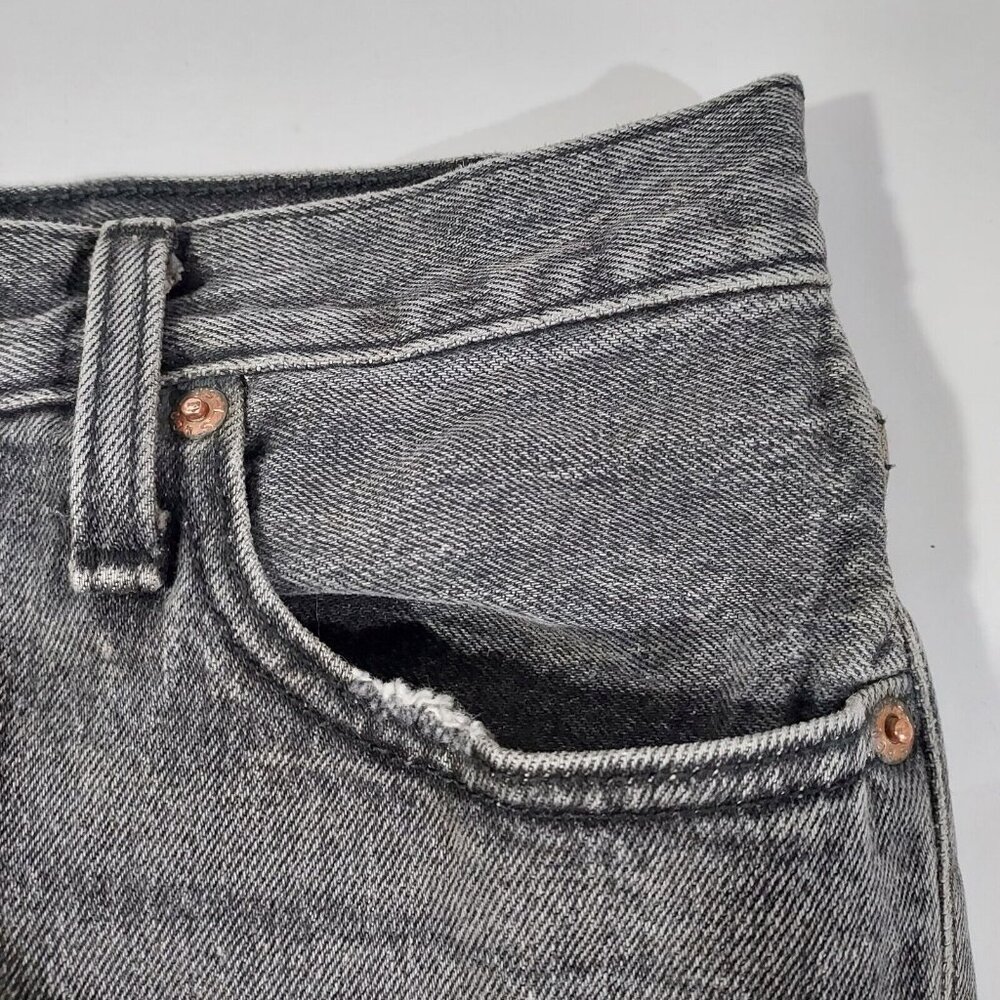 Levis 501 Jeans Button Fly 28"w 27.5"L Washed Black Denim Cotton Brass Rivited - Picture 7 of 16